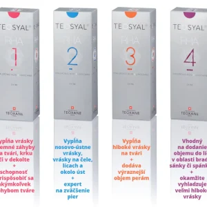 Teosyal RHA Collection dermal fillers in sealed packaging with syringes displayed, showcasing premium-quality cosmetic products for wrinkle reduction and volume restoration.
